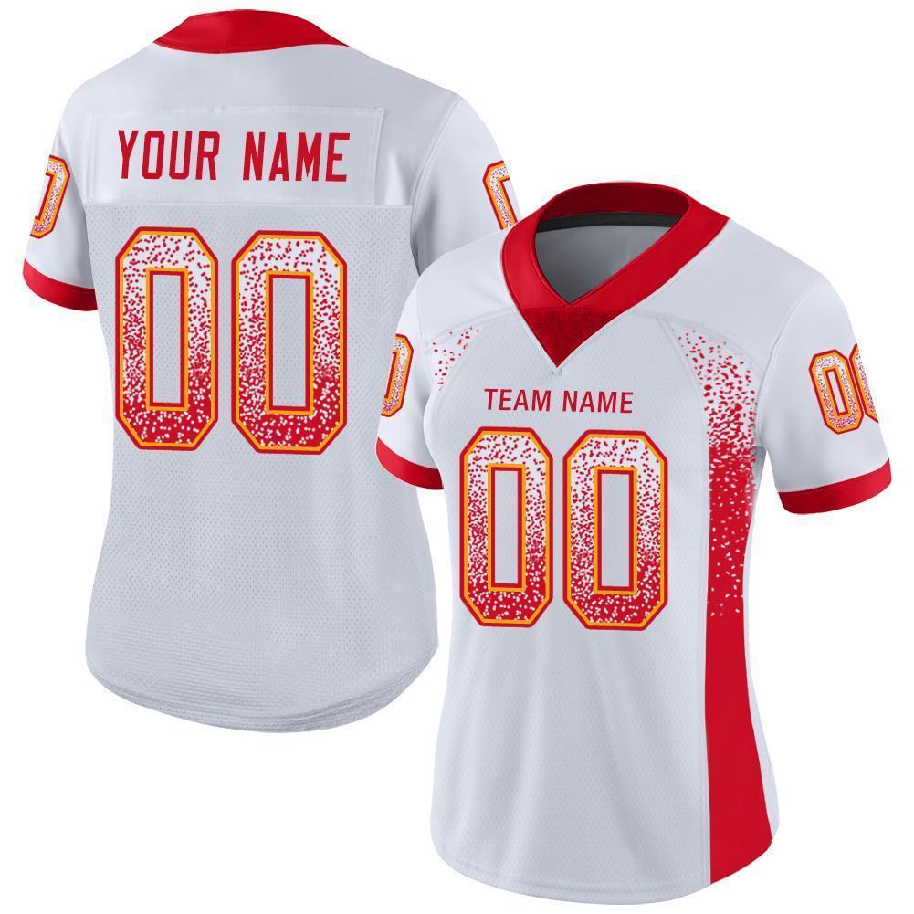 Custom White Scarlet-Gold Drift Fashion Football Jersey view 2