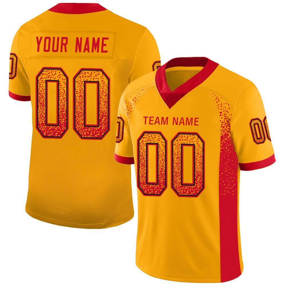 Custom Gold Scarlet-Black Drift Fashion Football Jersey - Main View