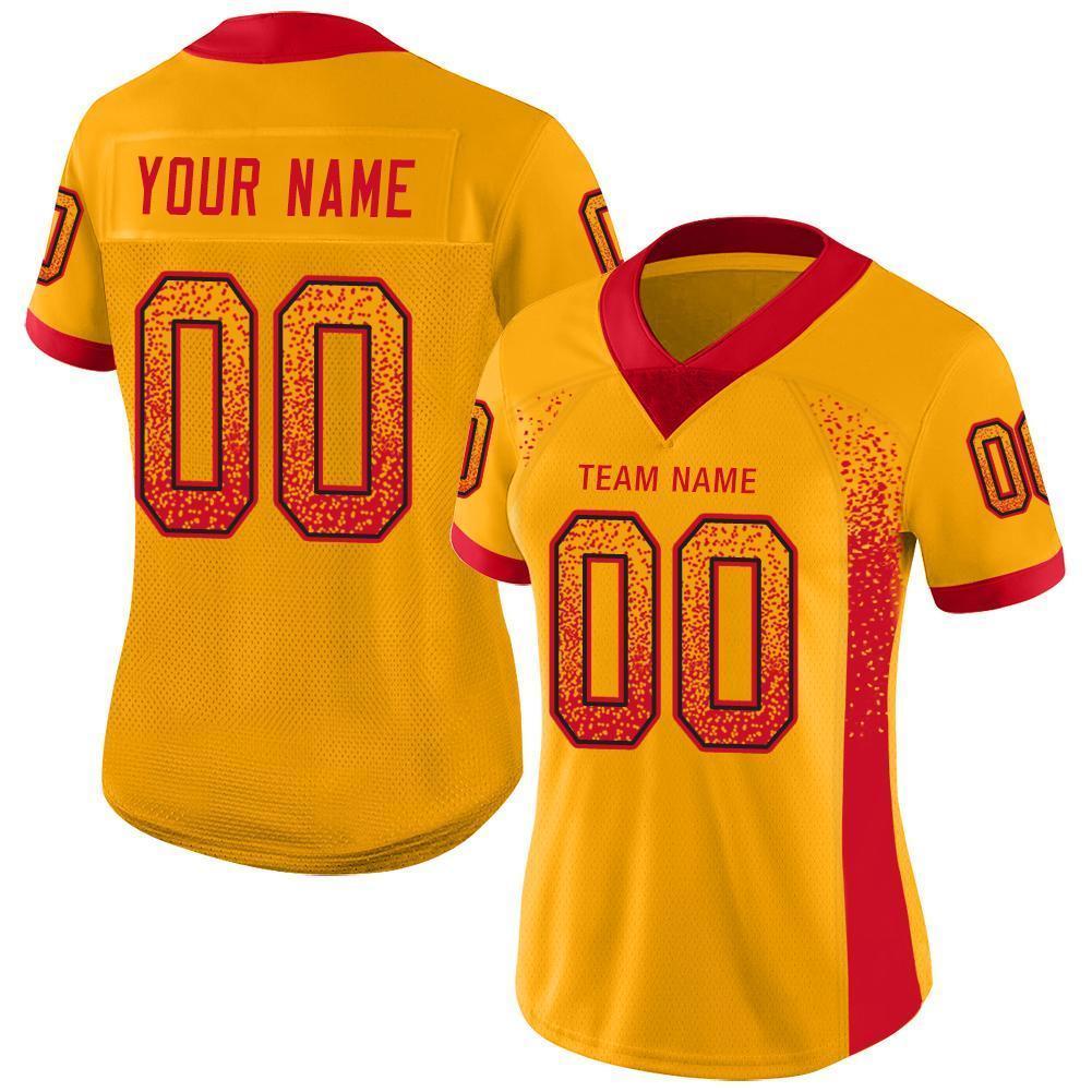 Custom Gold Scarlet-Black Drift Fashion Football Jersey view 2