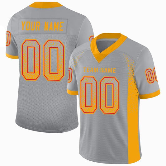 Custom Light Gray Gold-Scarlet Drift Fashion Football Jersey - Main View