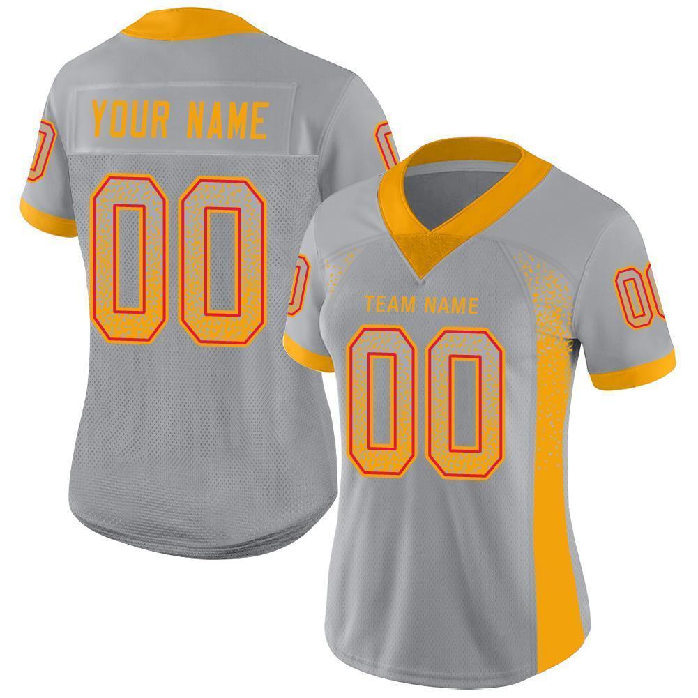 Custom Light Gray Gold-Scarlet Drift Fashion Football Jersey view 2