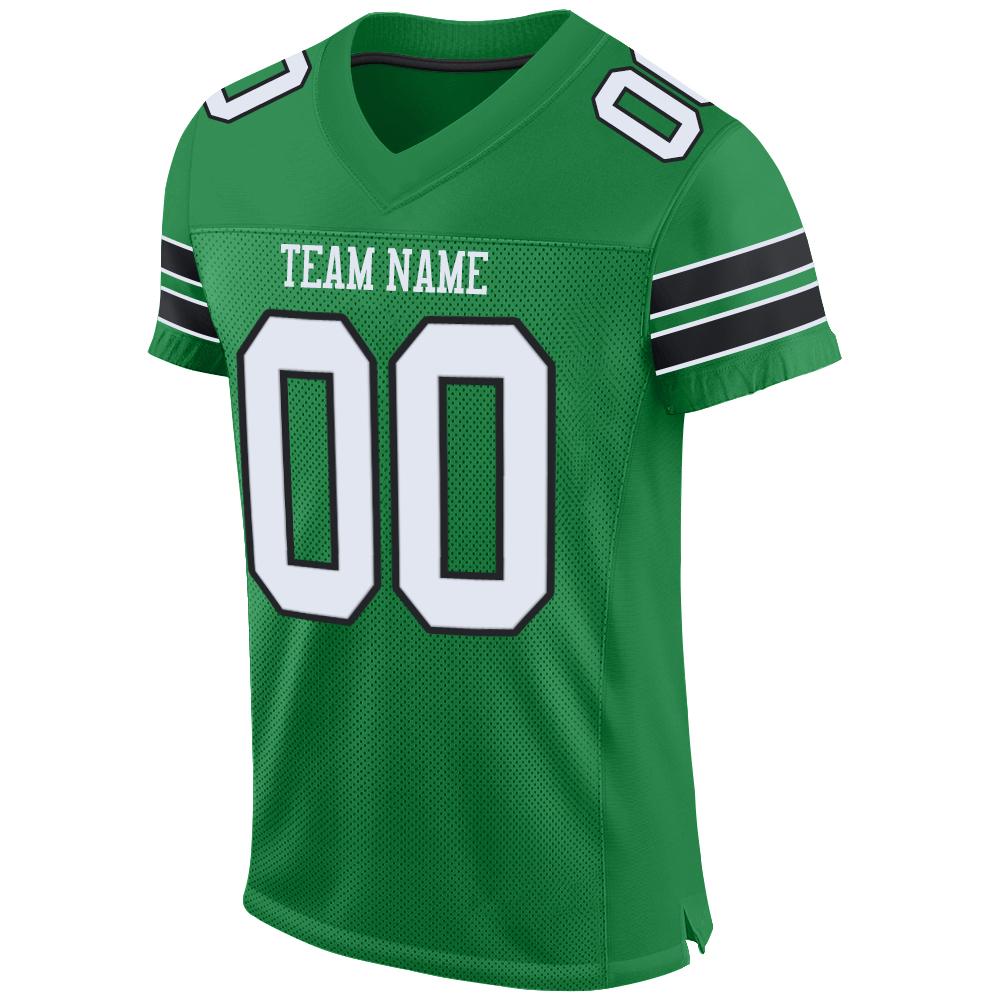 Custom Grass Green White-Black Mesh Authentic Football Jersey view 2
