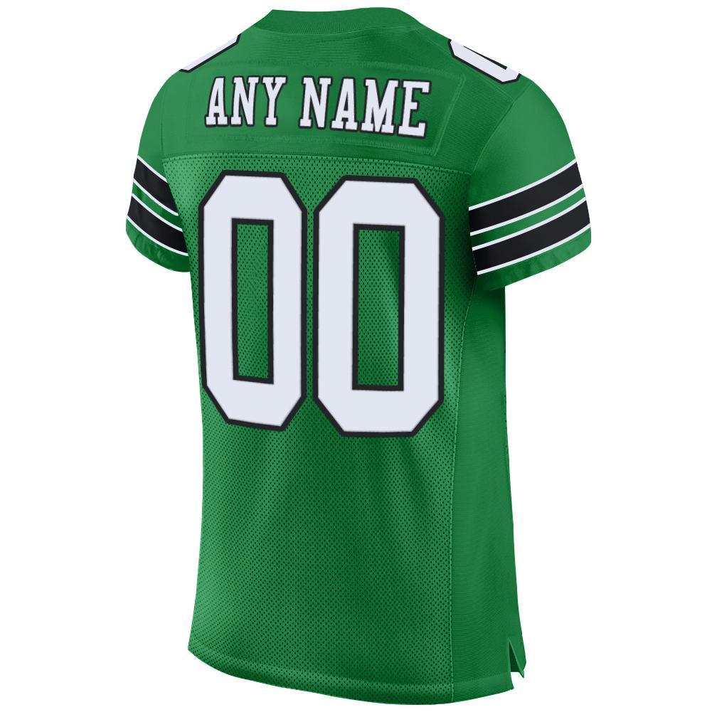 Custom Grass Green White-Black Mesh Authentic Football Jersey view 3