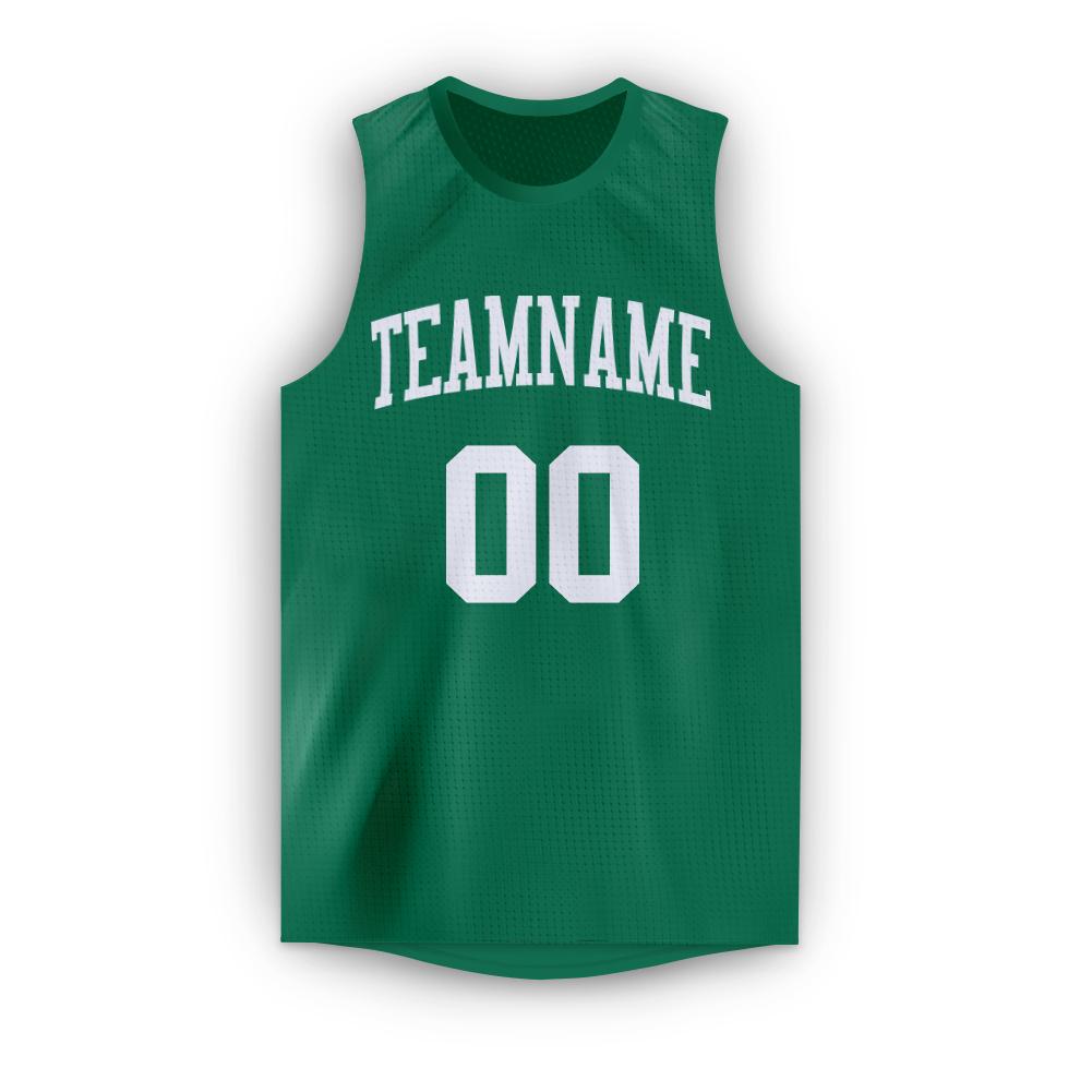 Custom Kelly Green White Round Neck Basketball Jersey view 5