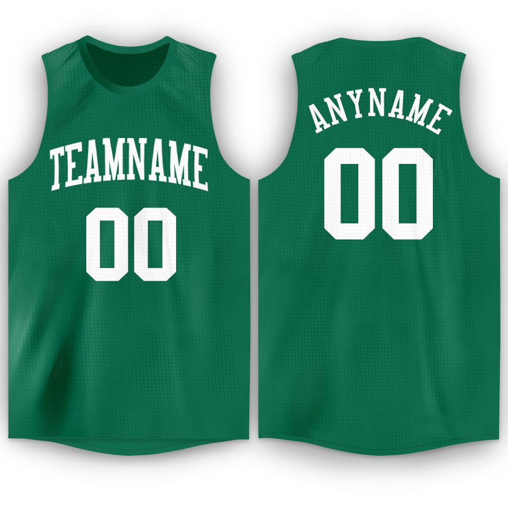 Custom Kelly Green White Round Neck Basketball Jersey - Main View