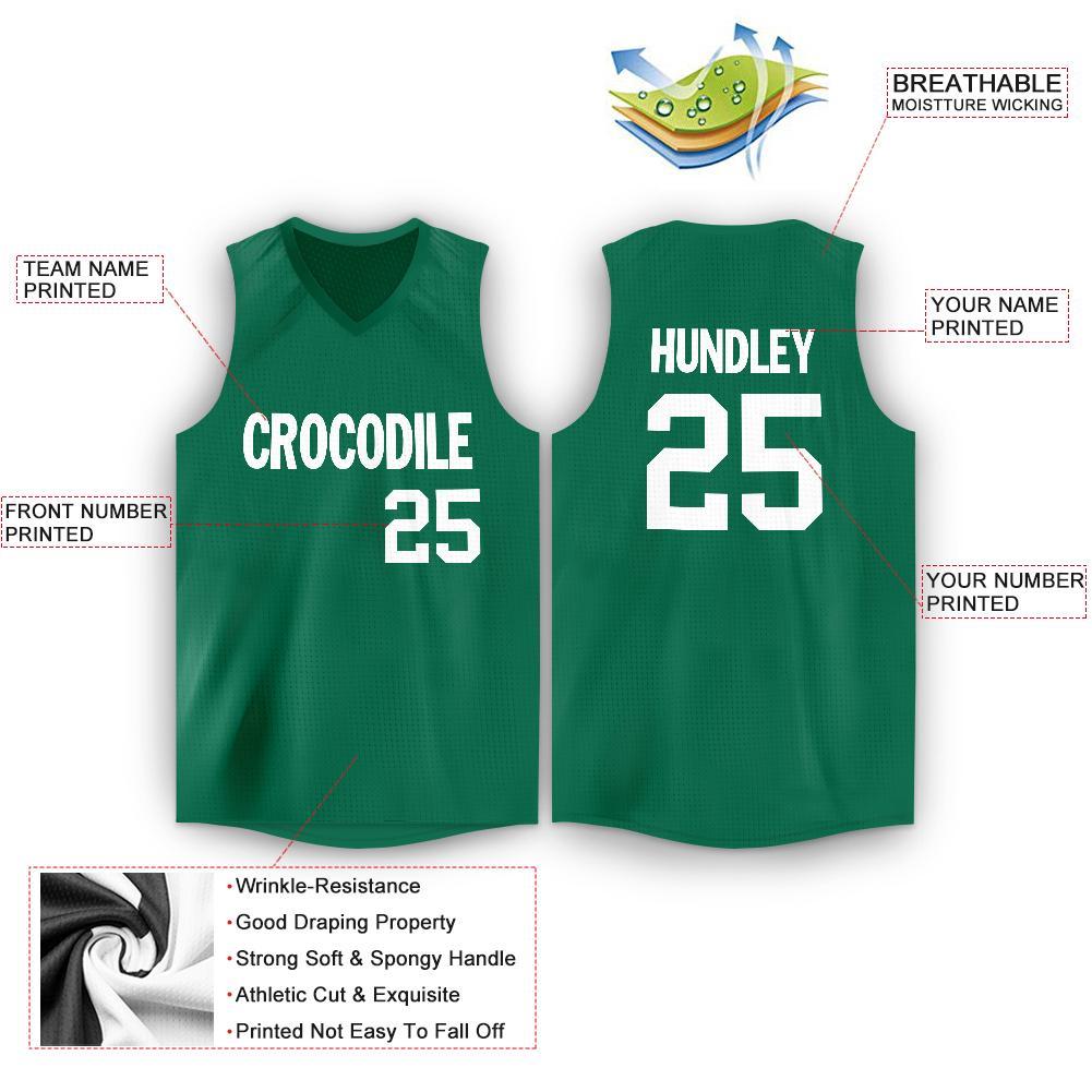 Custom Kelly Green White V-Neck Basketball Jersey view 2