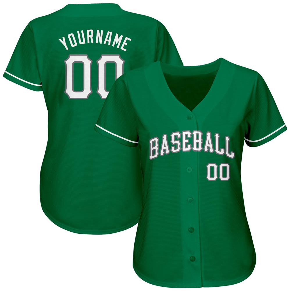 Custom Kelly Green White-Gray Authentic St. Patrick's Day Baseball Jersey view 2