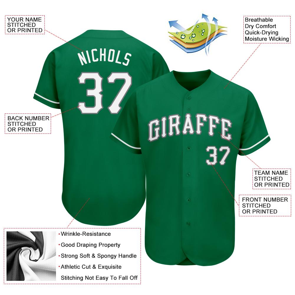 Custom Kelly Green White-Gray Authentic St. Patrick's Day Baseball Jersey view 3