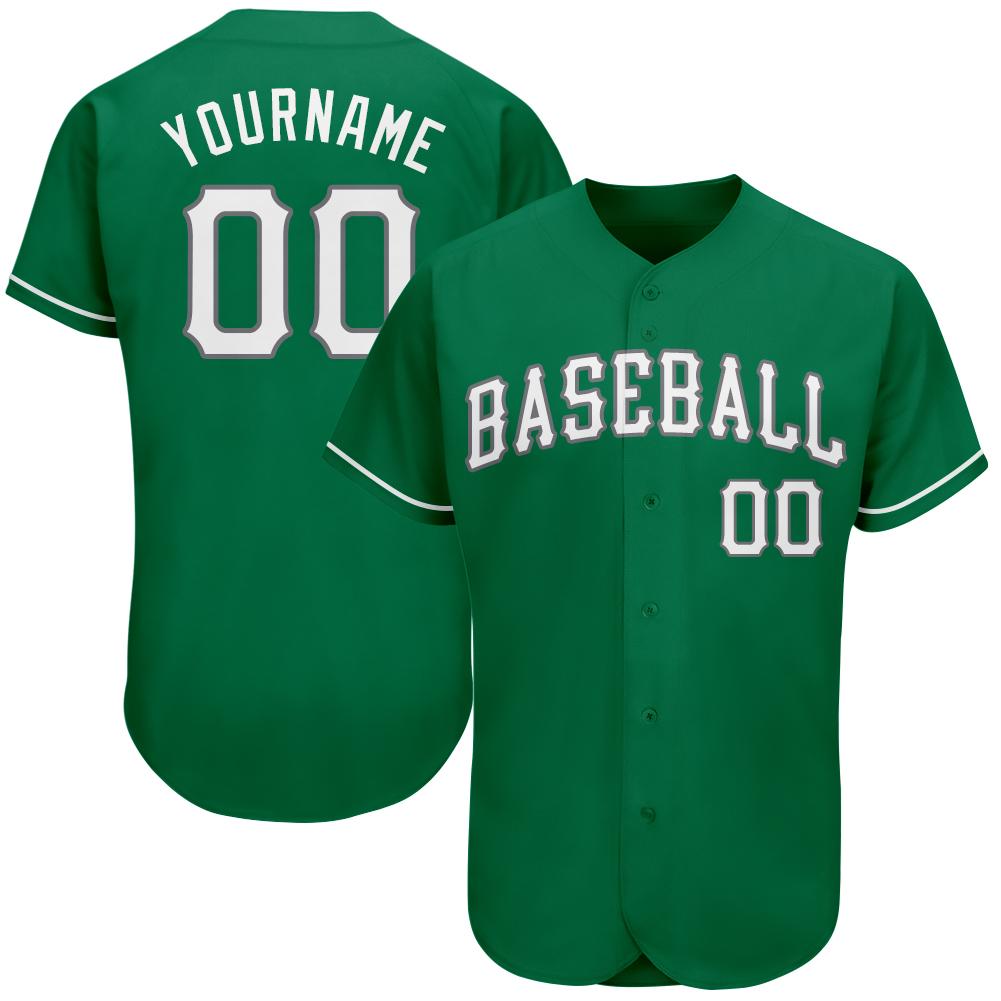 Custom Kelly Green White-Gray Authentic St. Patrick's Day Baseball Jersey - Main View
