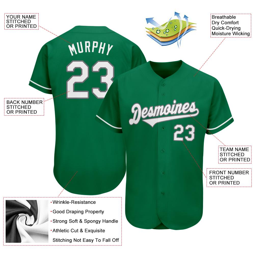 Custom Kelly Green White-Gray Authentic St. Patrick's Day Baseball Jersey view 3