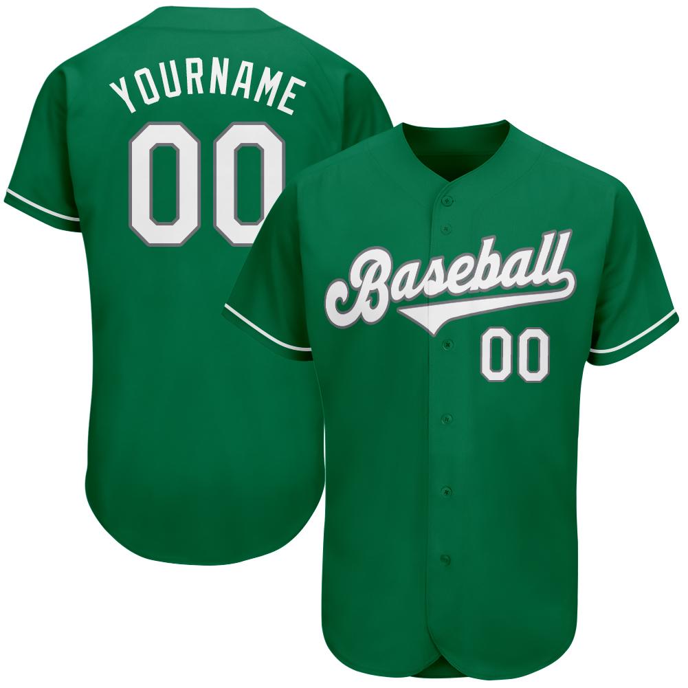 Custom Kelly Green White-Gray Authentic St. Patrick's Day Baseball Jersey - Main View