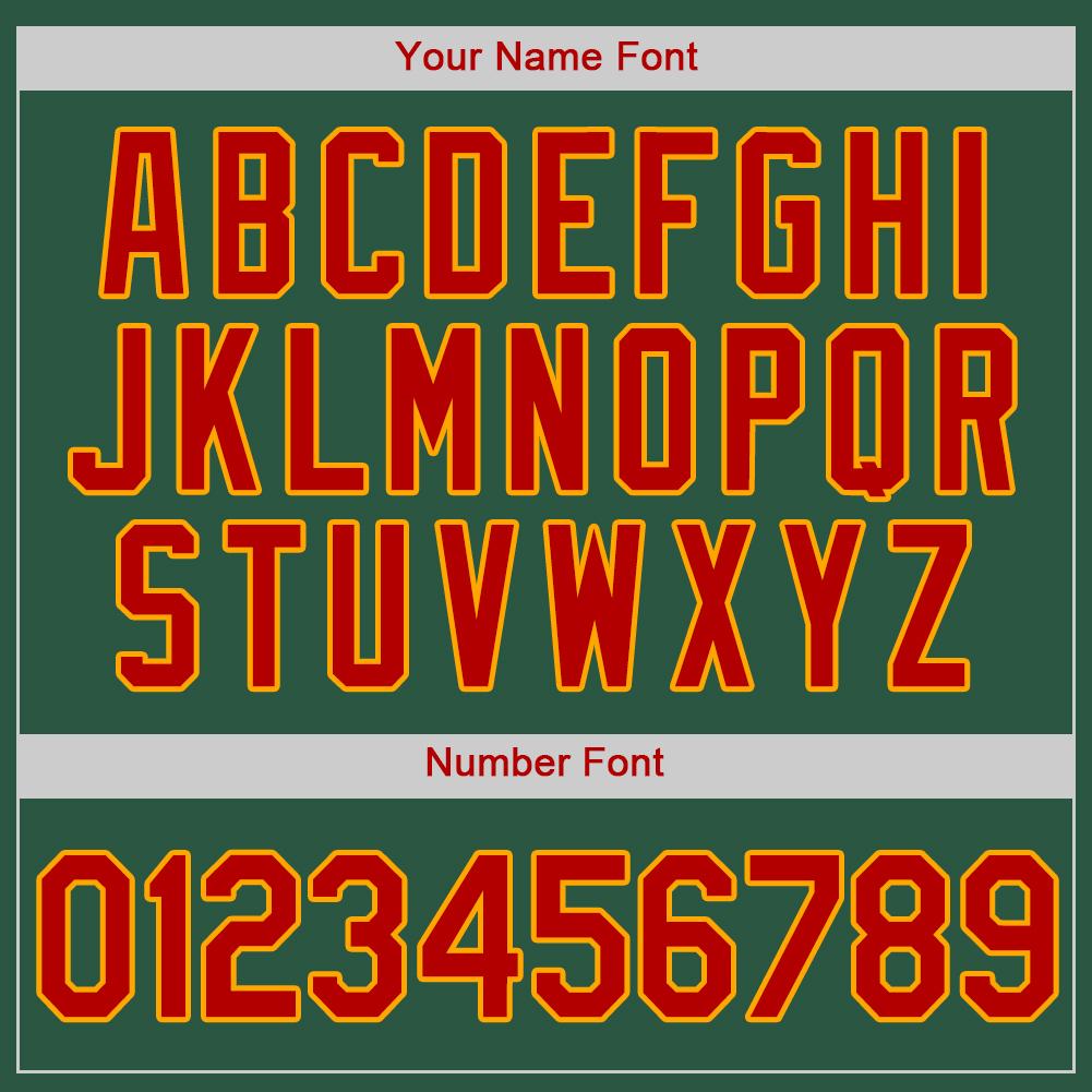 Custom Kelly Green Red-Gold Authentic Baseball Jersey view 4