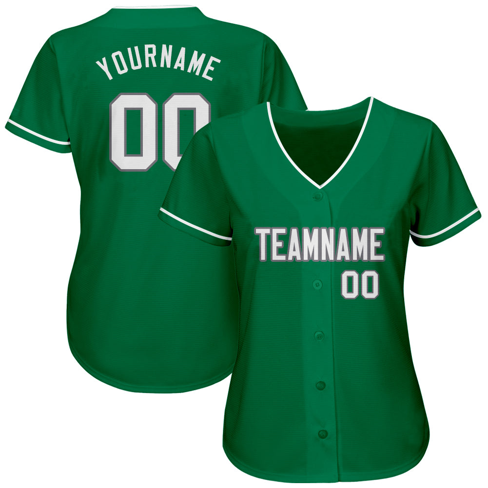 Custom Kelly Green White-Gray Authentic St. Patrick's Day Baseball Jersey view 2