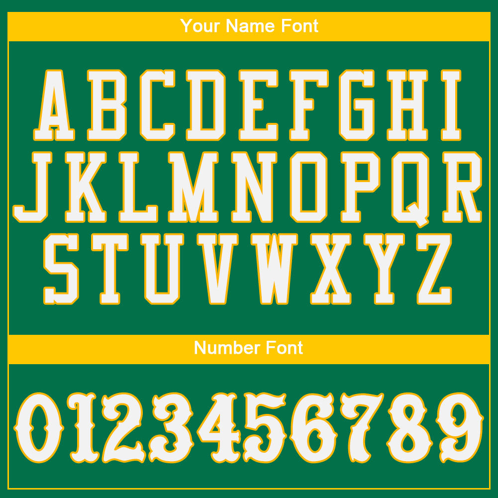 Custom Kelly Green White-Gold Authentic Baseball Jersey view 4