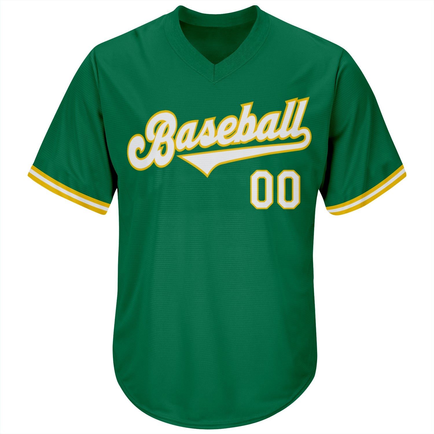 Custom Kelly Green White-Gold Authentic Throwback Rib-Knit Baseball Jersey Shirt view 2