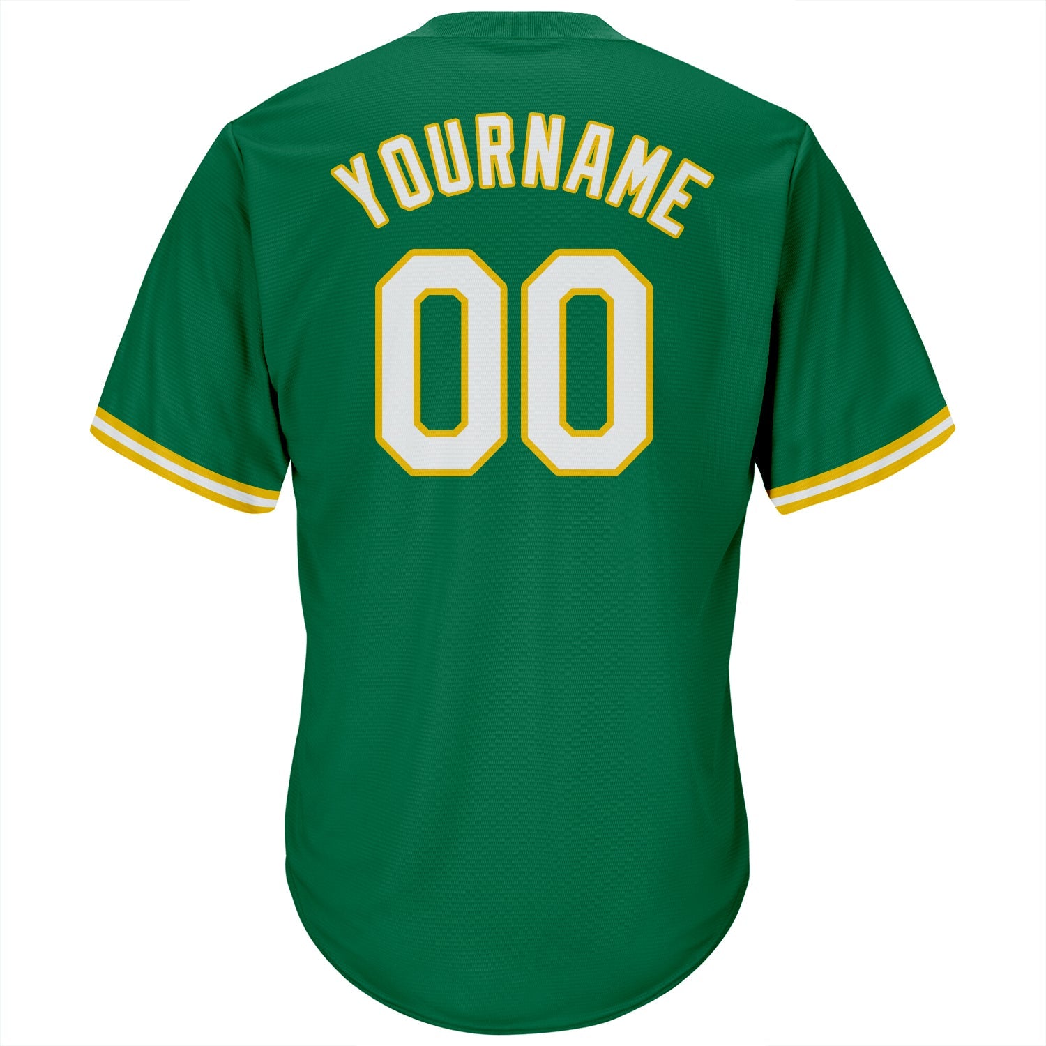 Custom Kelly Green White-Gold Authentic Throwback Rib-Knit Baseball Jersey Shirt view 3