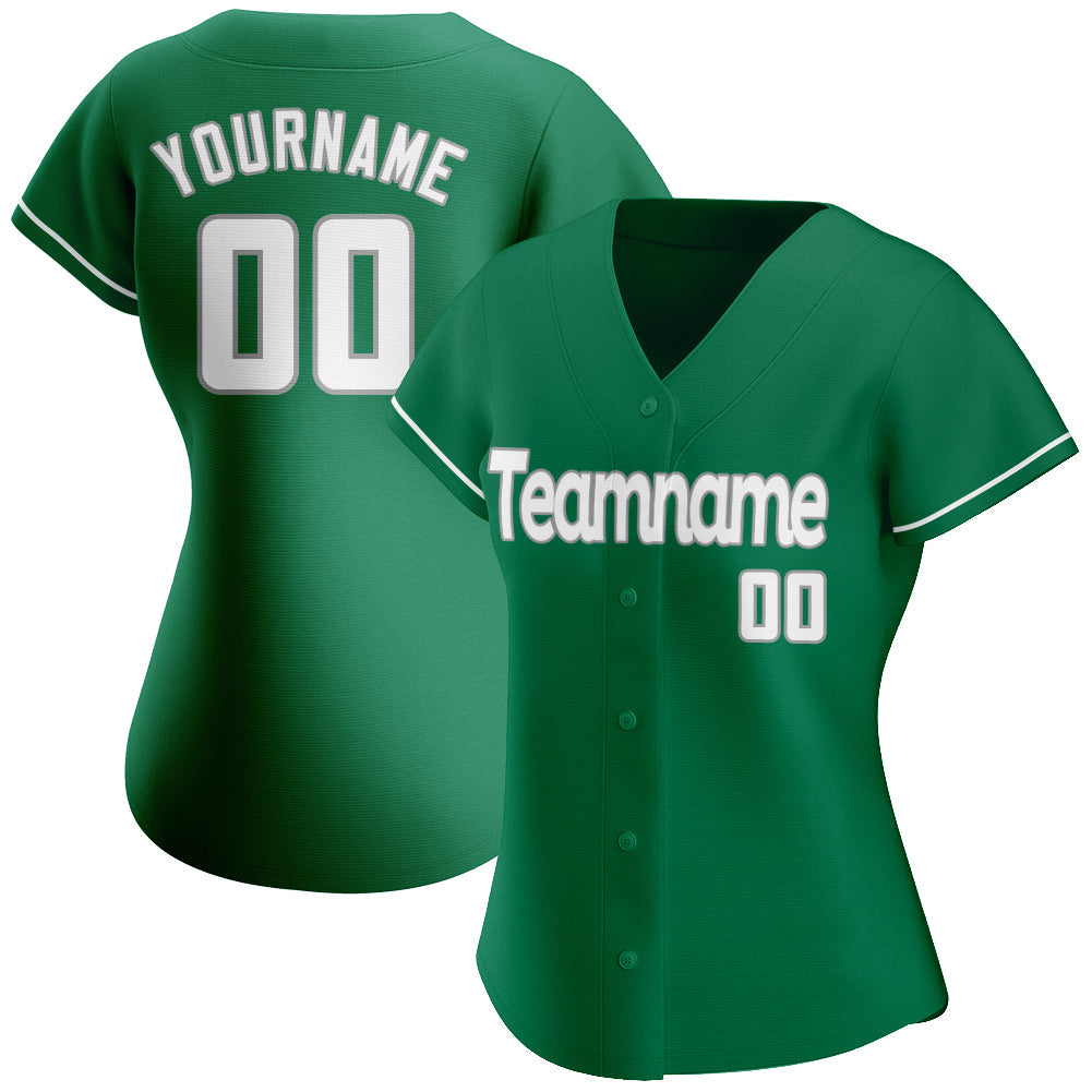 Custom Kelly Green White-Gray Authentic St. Patrick's Day Baseball Jersey view 2