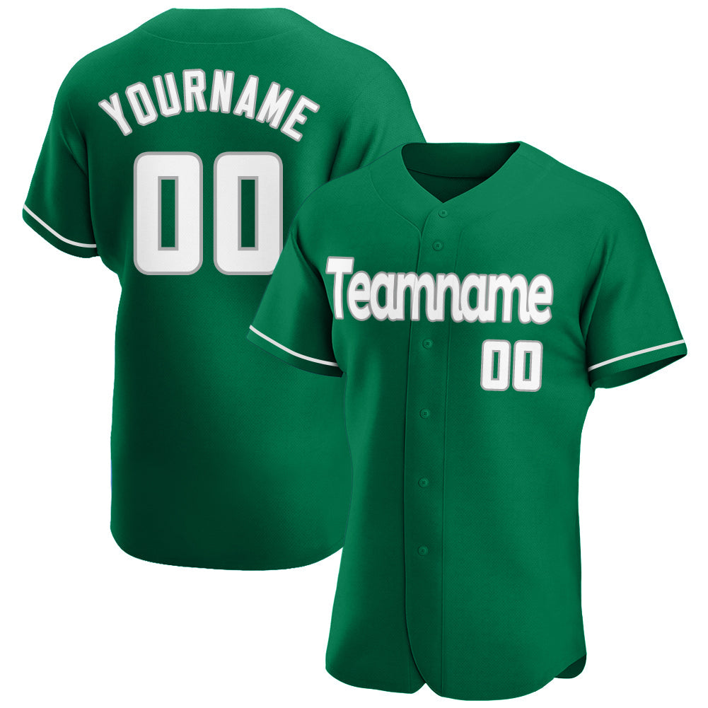 Custom Kelly Green White-Gray Authentic St. Patrick's Day Baseball Jersey - Main View