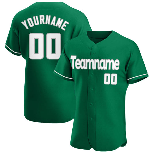 Custom Kelly Green White-Gray Authentic St. Patrick's Day Baseball Jersey - Main View