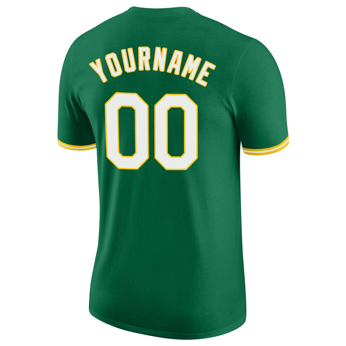 Custom Kelly Green White-Gold Performance T-Shirt view 7