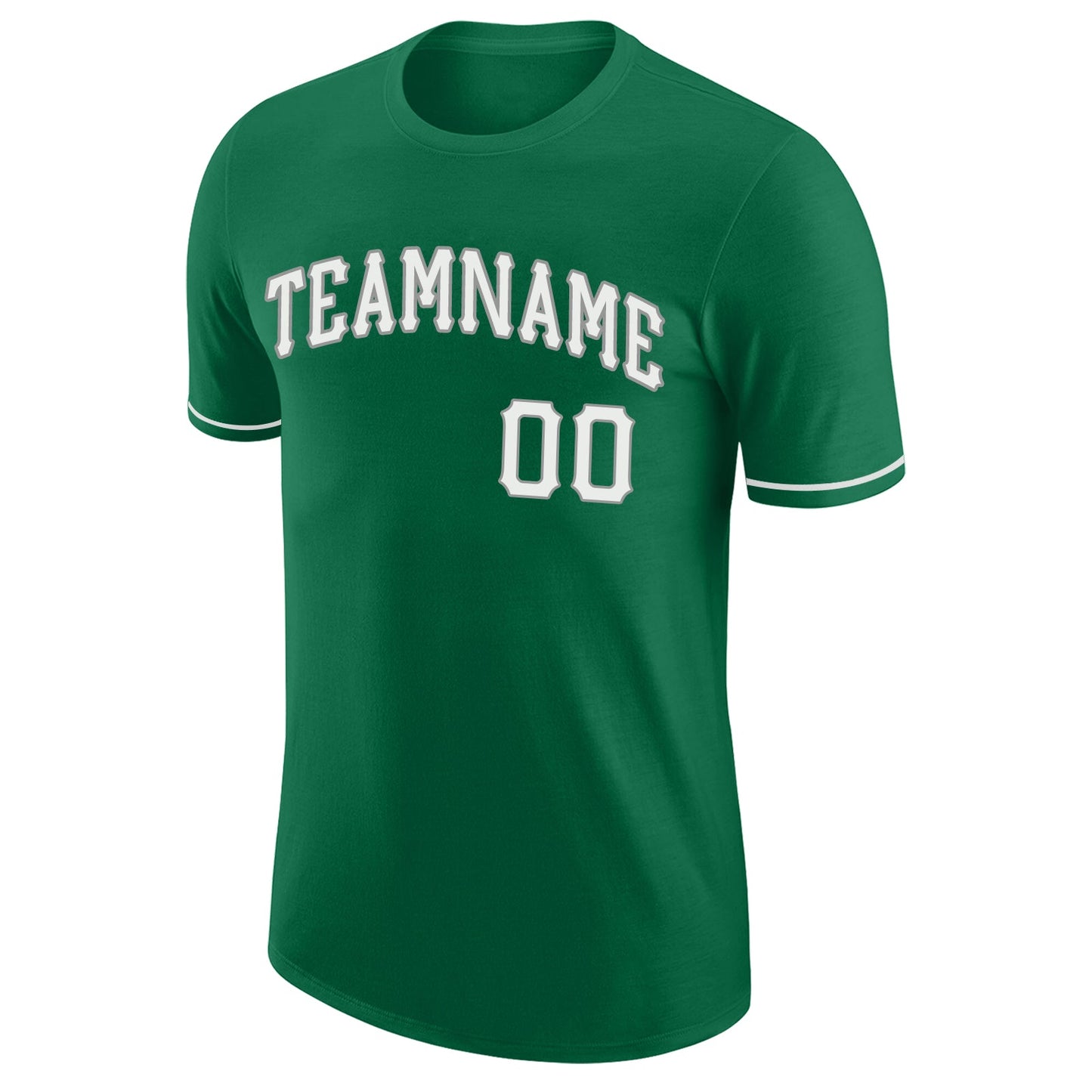 Custom Kelly Green White-Gray Performance T-Shirt view 6