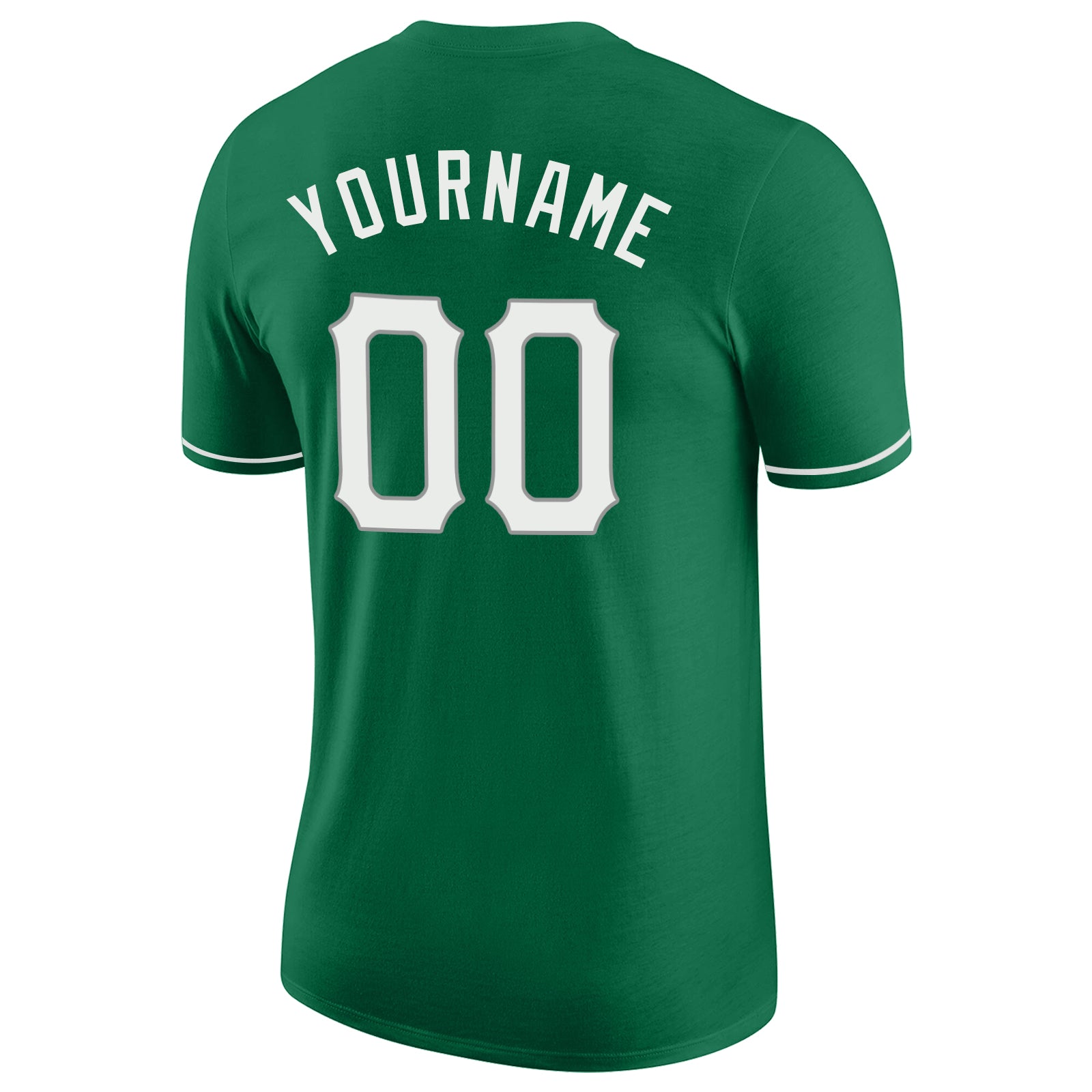 Custom Kelly Green White-Gray Performance T-Shirt view 7