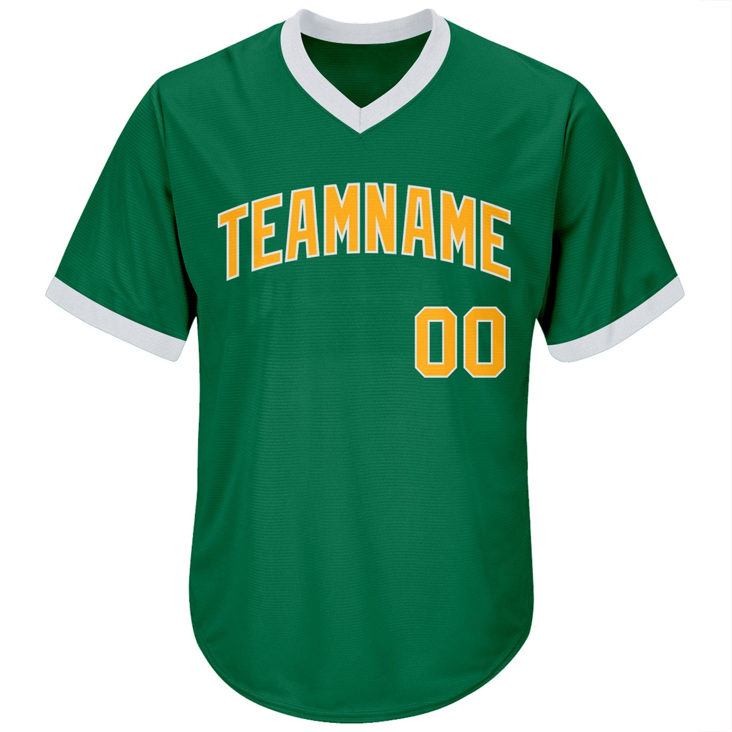 Custom Kelly Green Gold-White Authentic Throwback Rib-Knit Baseball Jersey Shirt view 2