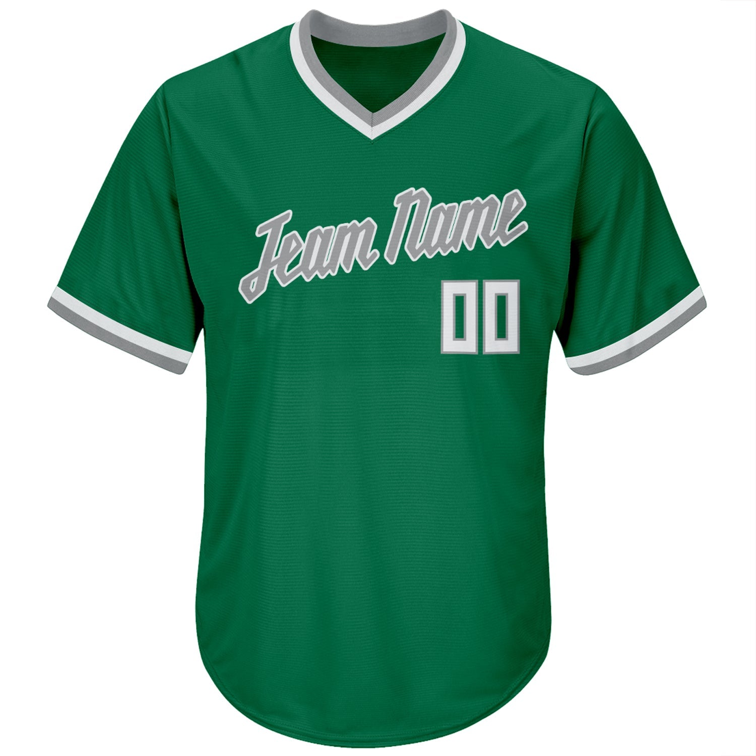 Custom Kelly Green White-Gray Authentic Throwback Rib-Knit Baseball Jersey Shirt view 2