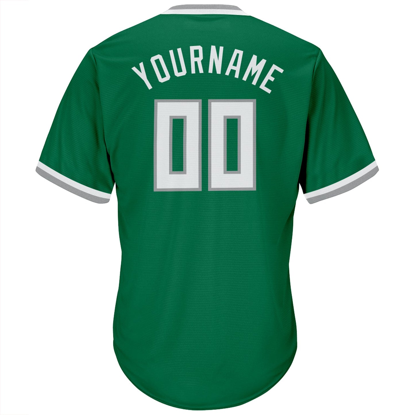 Custom Kelly Green White-Gray Authentic Throwback Rib-Knit Baseball Jersey Shirt view 3