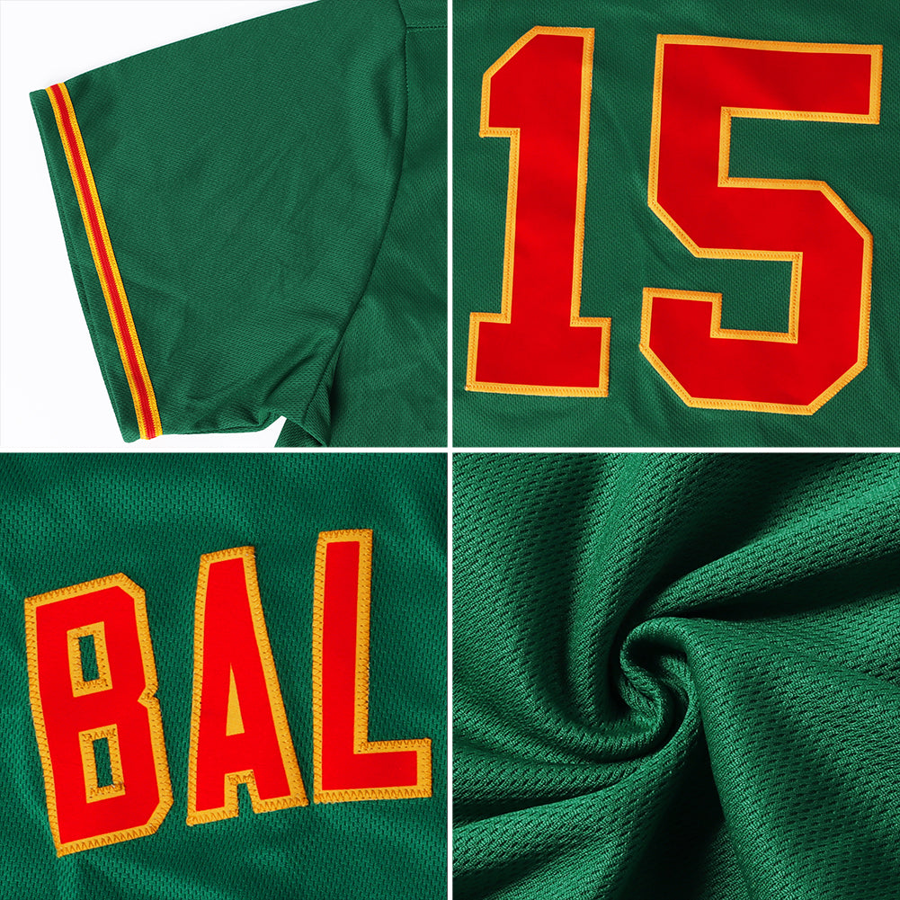 Custom Kelly Green White-Royal Authentic Throwback Rib-Knit Baseball Jersey Shirt view 7