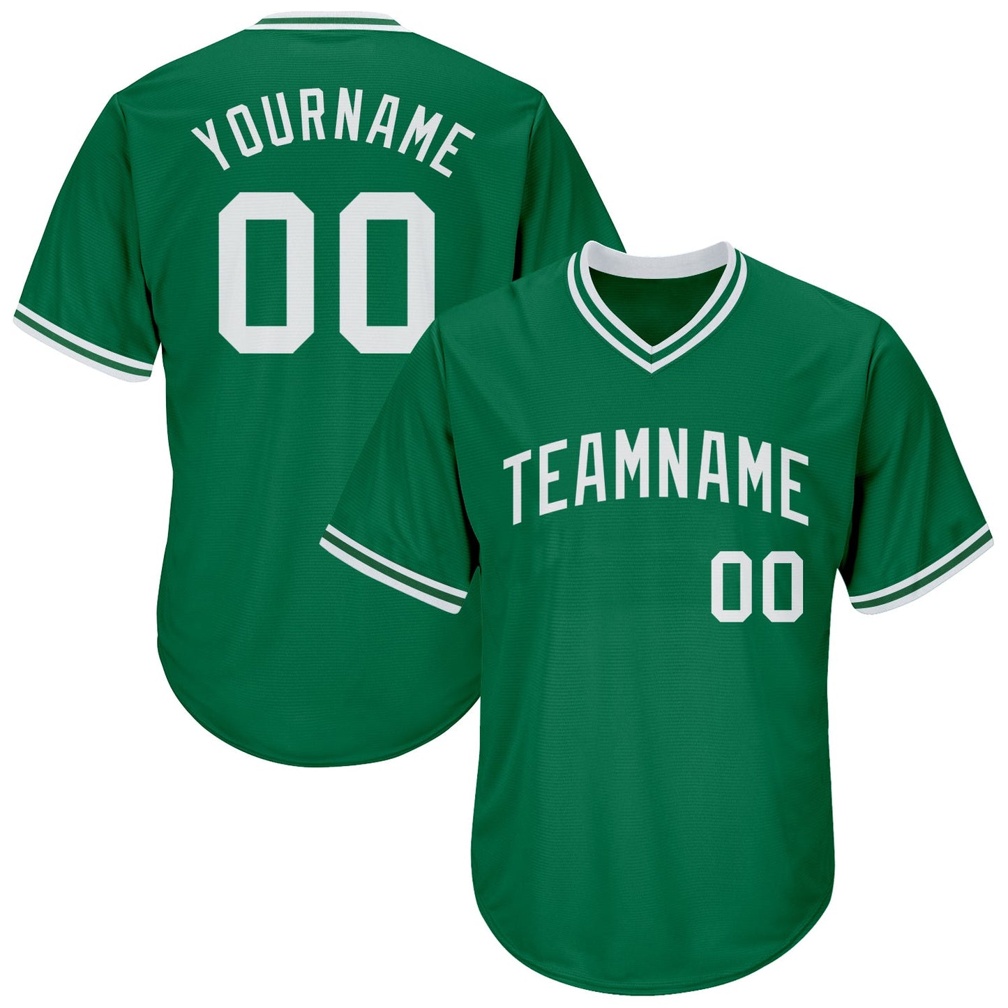 Custom Kelly Green White Authentic Throwback Rib-Knit Baseball Jersey Shirt - Main View