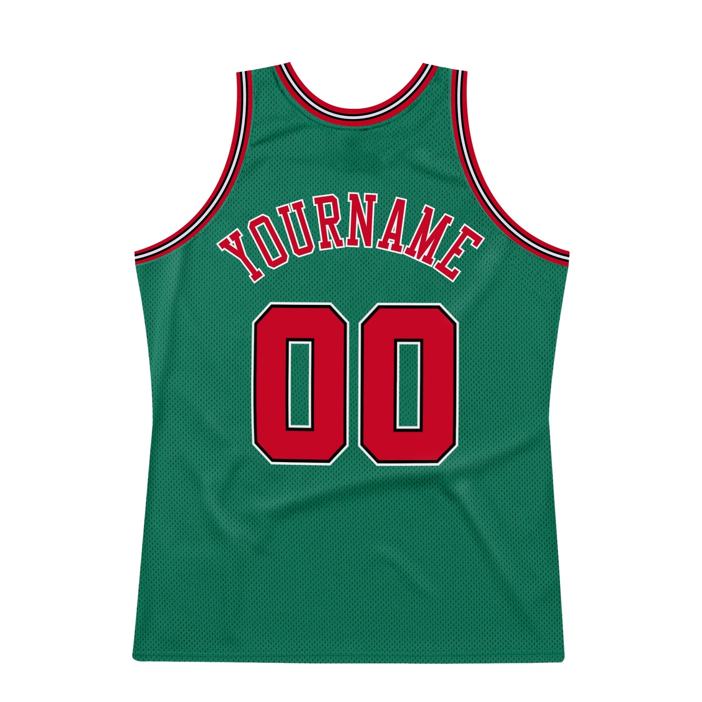 Custom Kelly Green Red-Black Authentic Throwback Basketball Jersey view 6