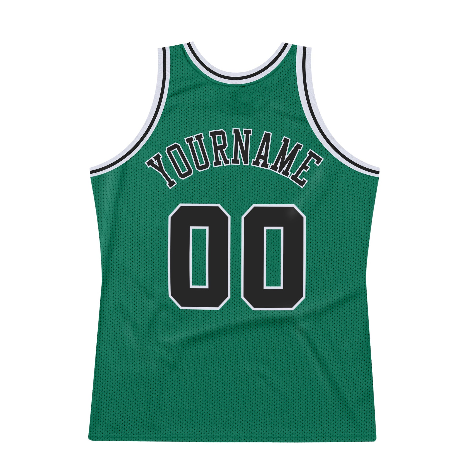 Custom Kelly Green Black-White Authentic Throwback Basketball Jersey view 5