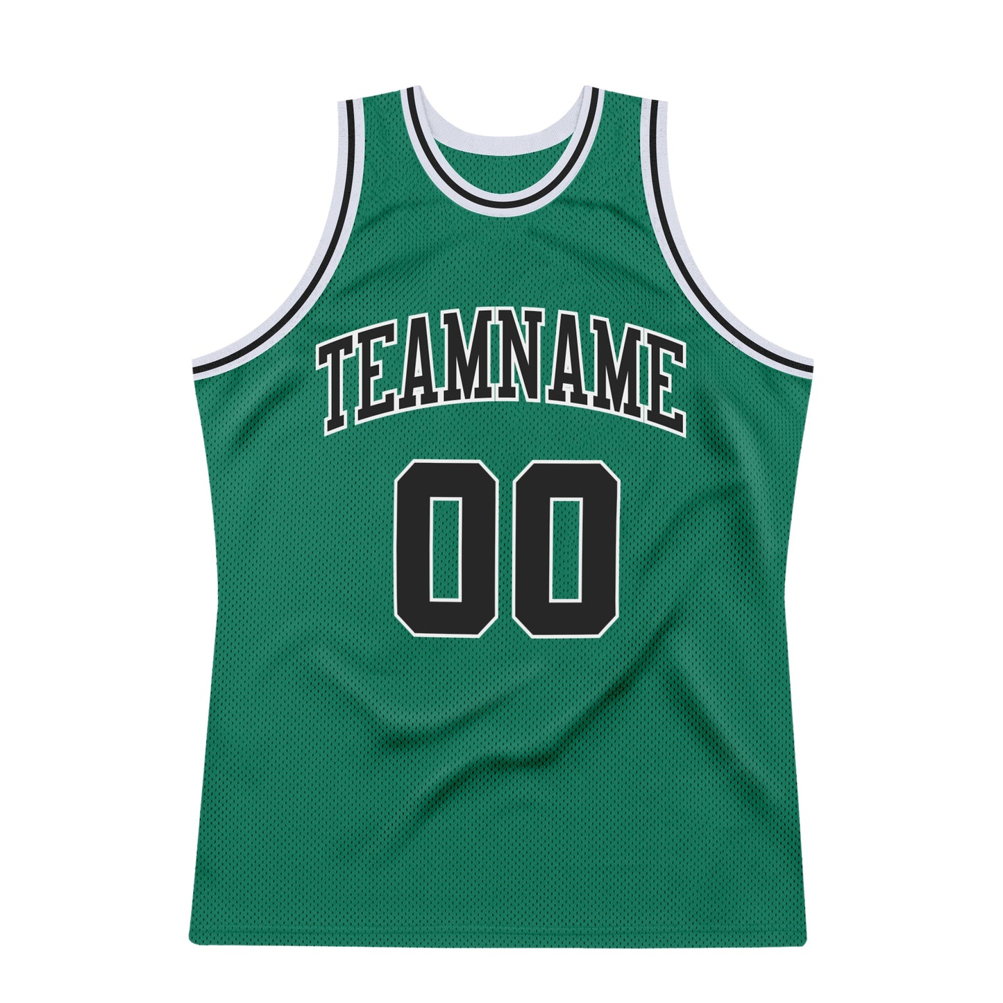 Custom Kelly Green Black-White Authentic Throwback Basketball Jersey view 6