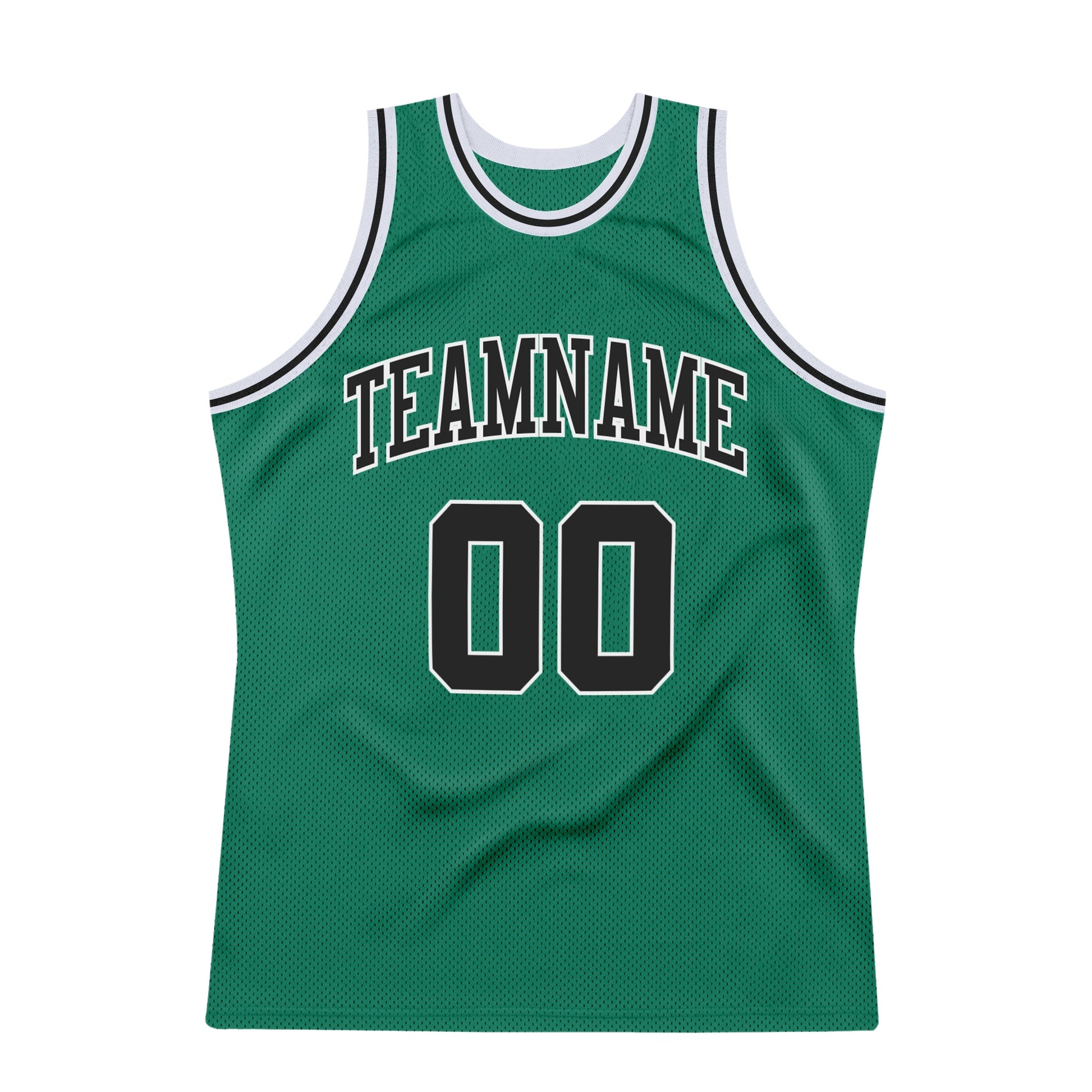 Custom Kelly Green Black-White Authentic Throwback Basketball Jersey view 6
