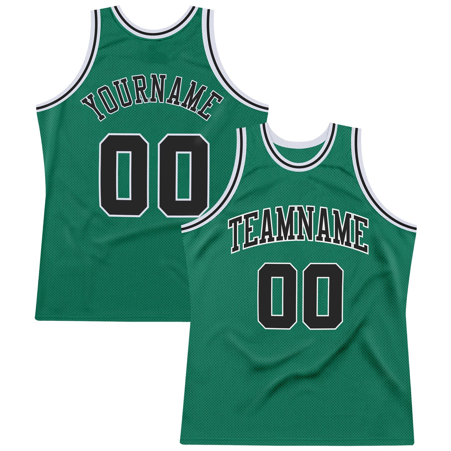 Custom Kelly Green Black-White Authentic Throwback Basketball Jersey - Main View