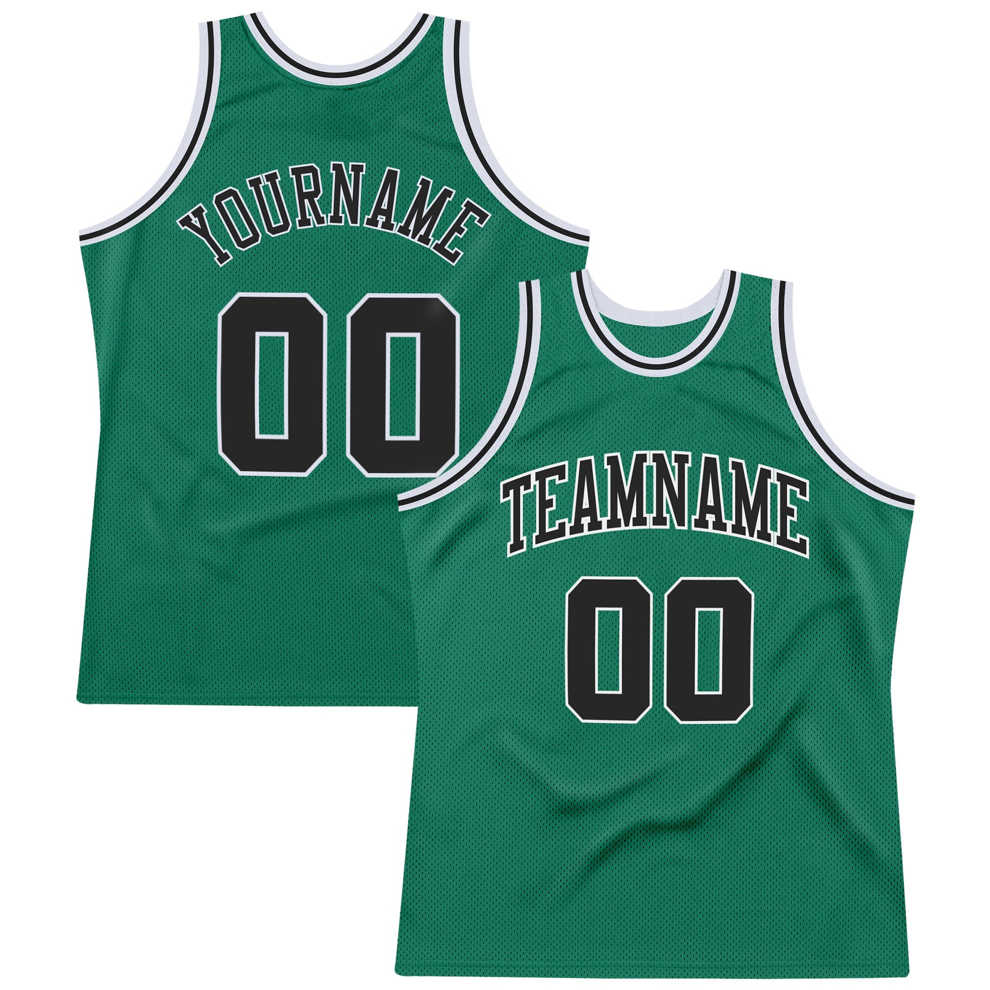 Custom Kelly Green Black-White Authentic Throwback Basketball Jersey - Main View