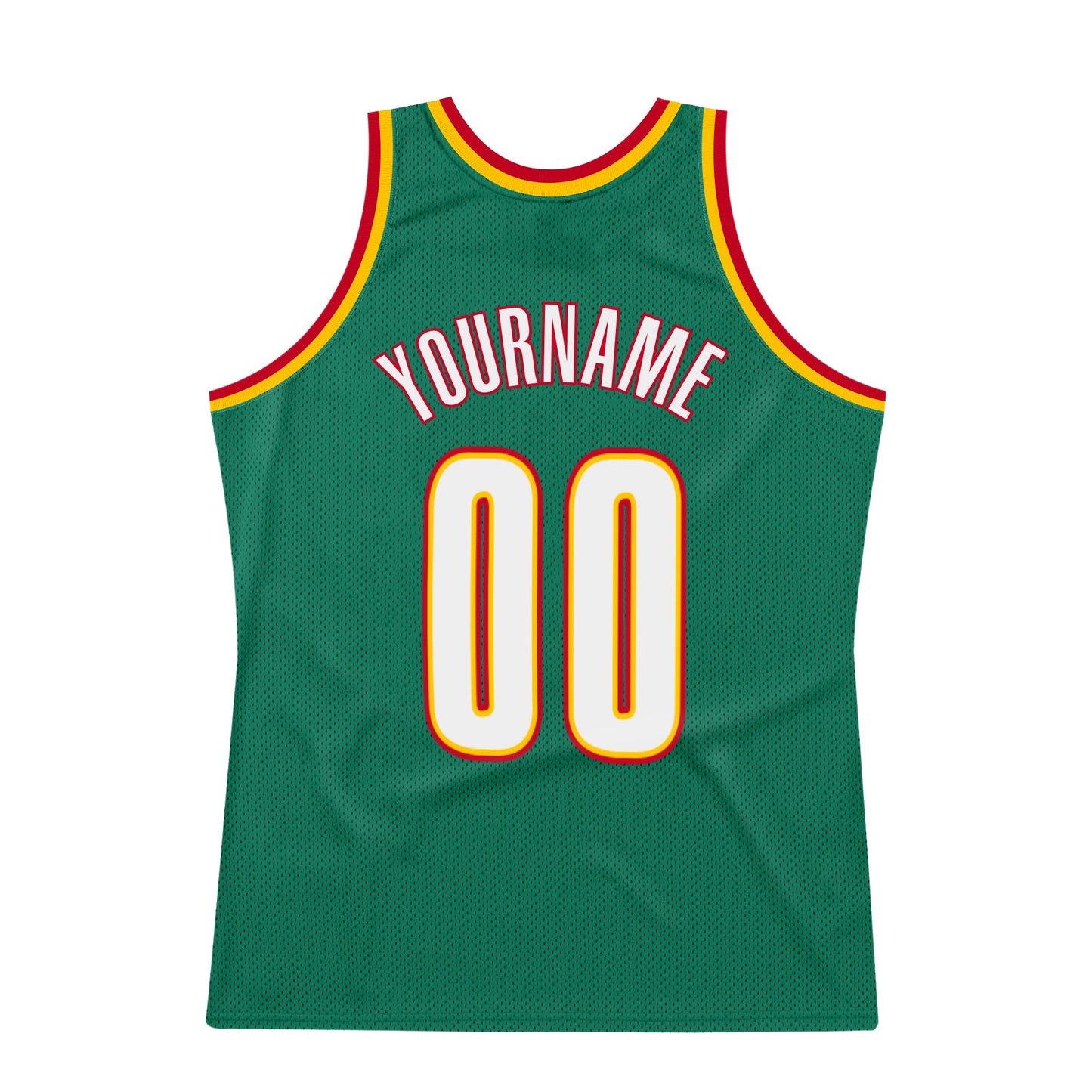 Custom Kelly Green White-Gold Authentic Throwback Basketball Jersey view 6