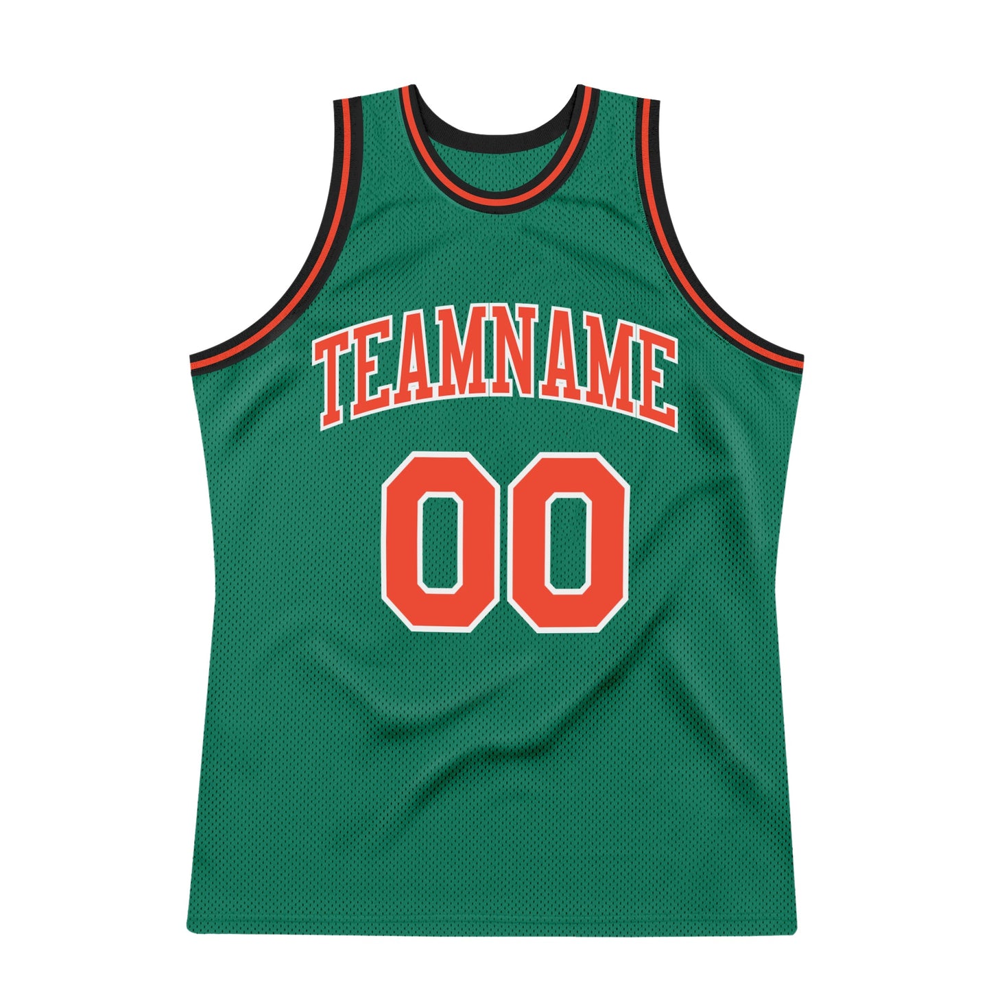 Custom Kelly Green Orange-White Authentic Throwback Basketball Jersey view 5