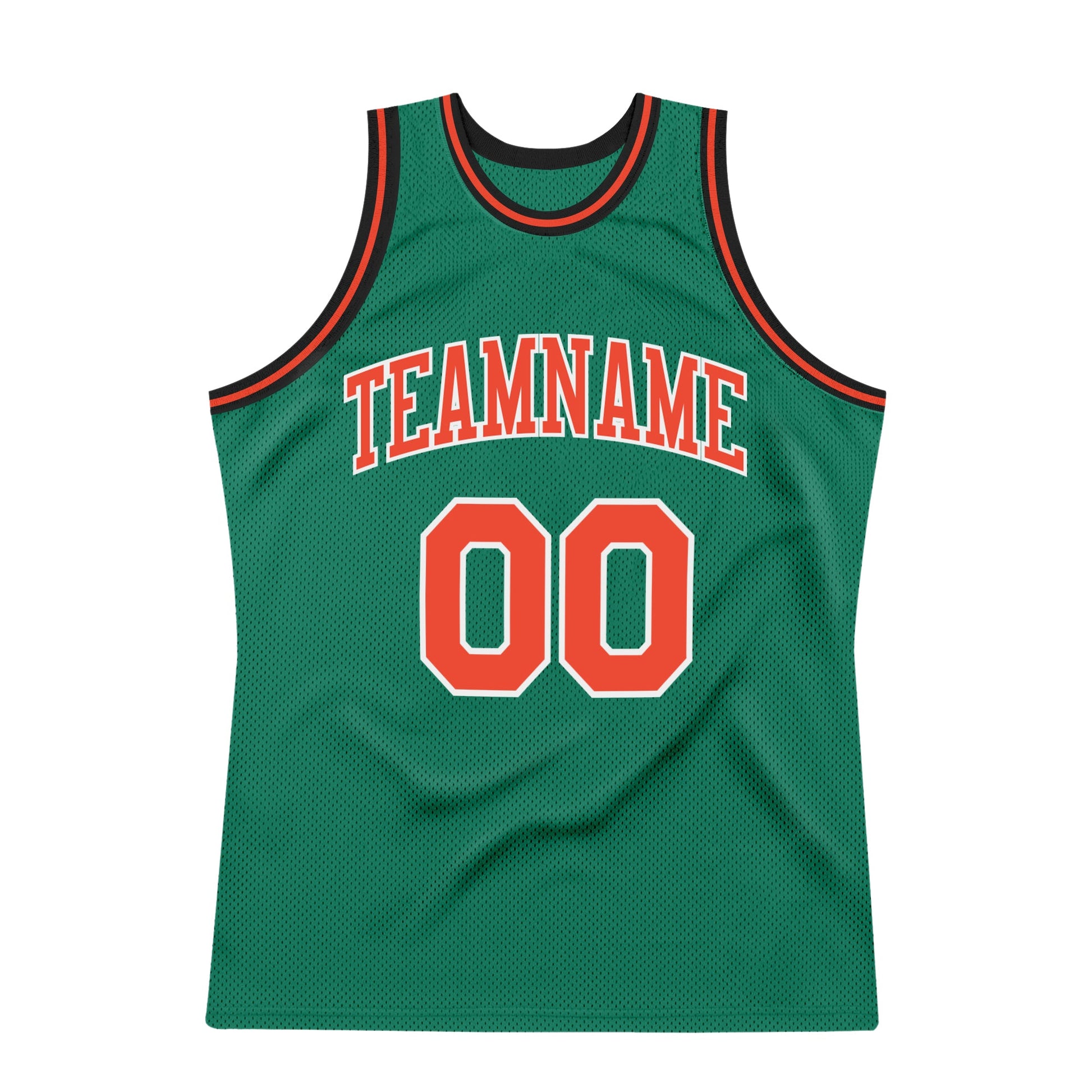 Custom Kelly Green Orange-White Authentic Throwback Basketball Jersey view 5