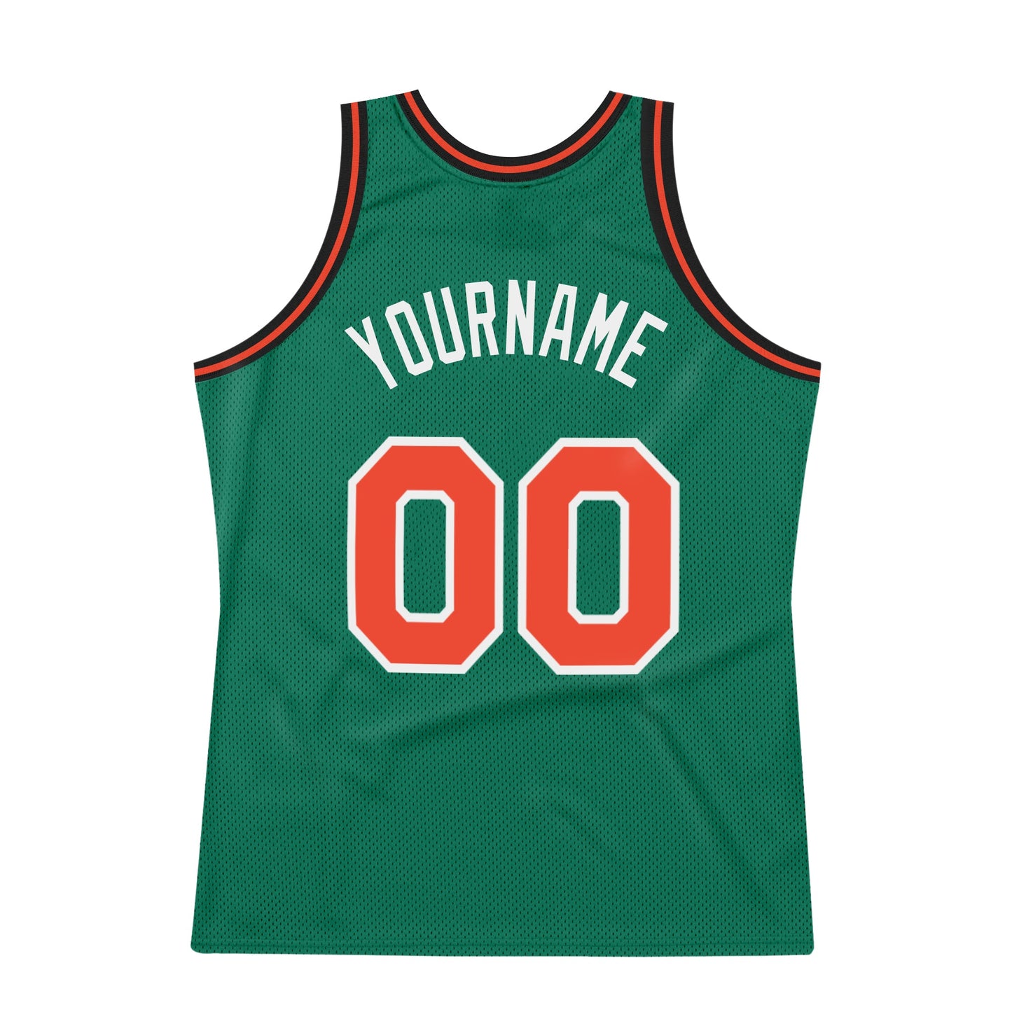 Custom Kelly Green Orange-White Authentic Throwback Basketball Jersey view 6