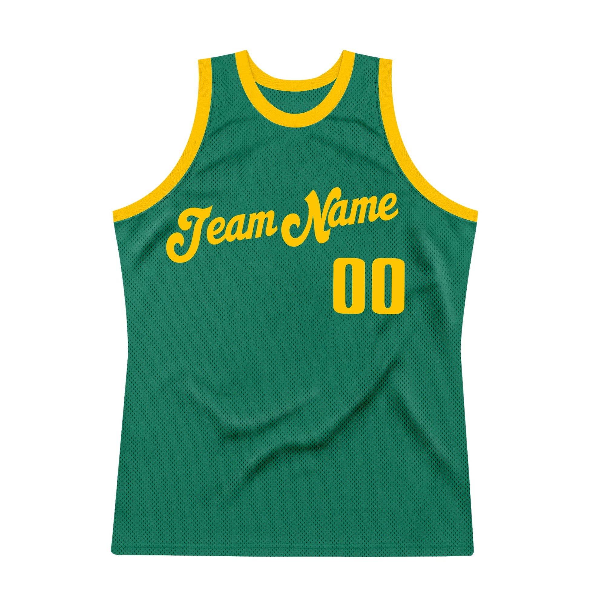 Custom Kelly Green Gold Authentic Throwback Basketball Jersey view 5