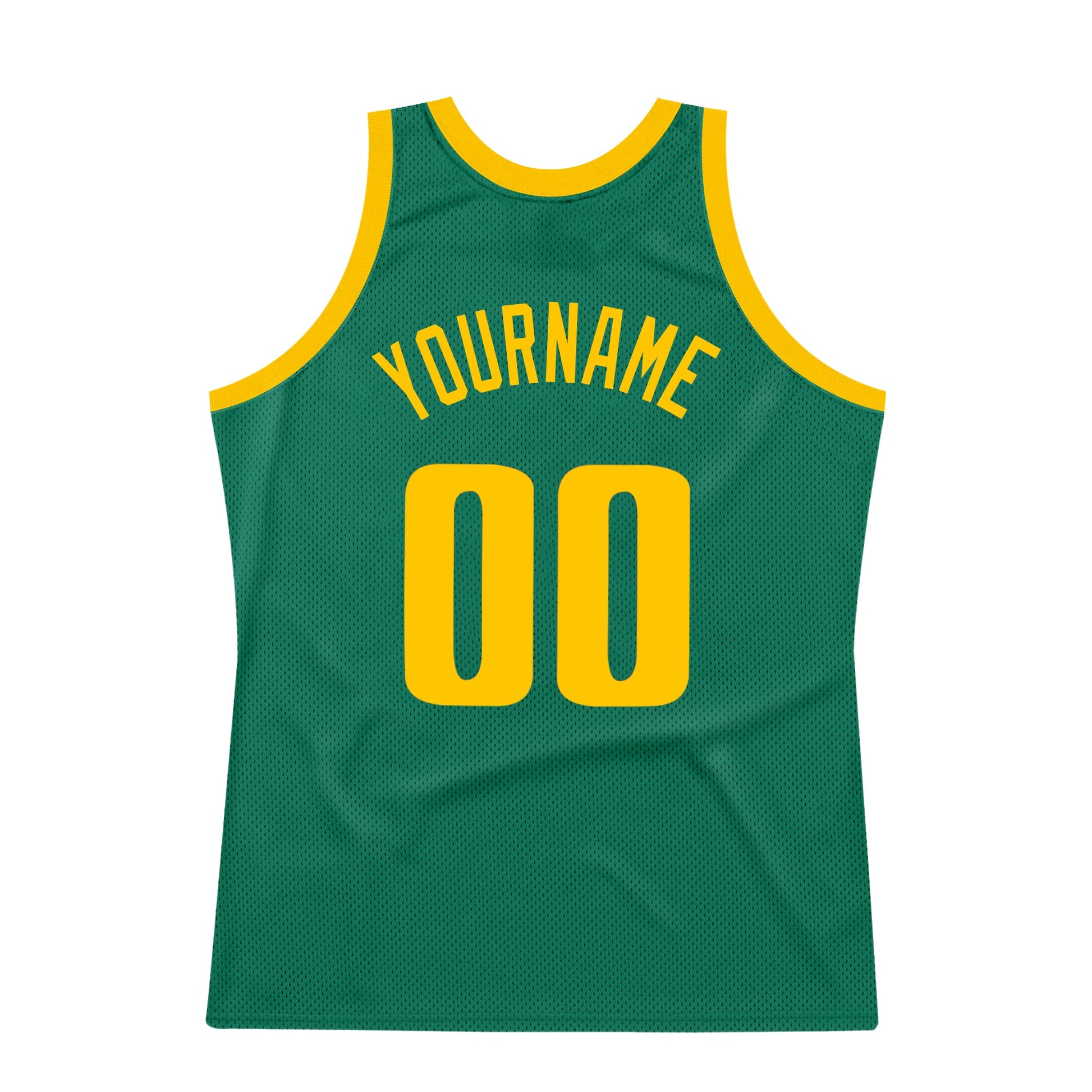 Custom Kelly Green Gold Authentic Throwback Basketball Jersey view 6