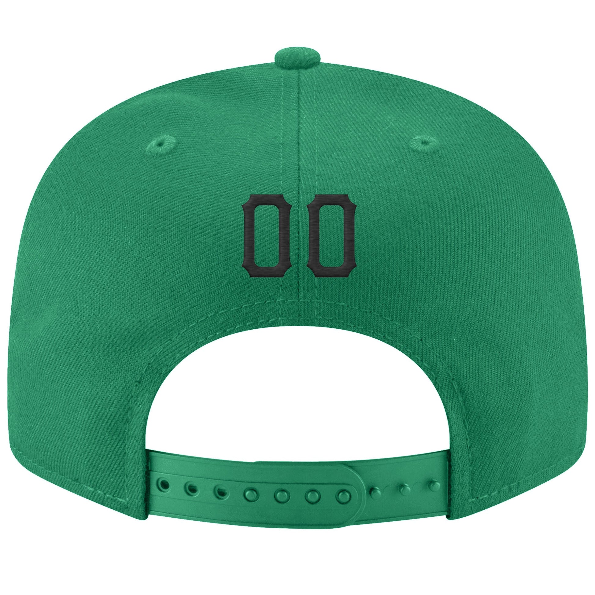 Custom Kelly Green Black-Old Gold Stitched Adjustable Snapback Hat view 3