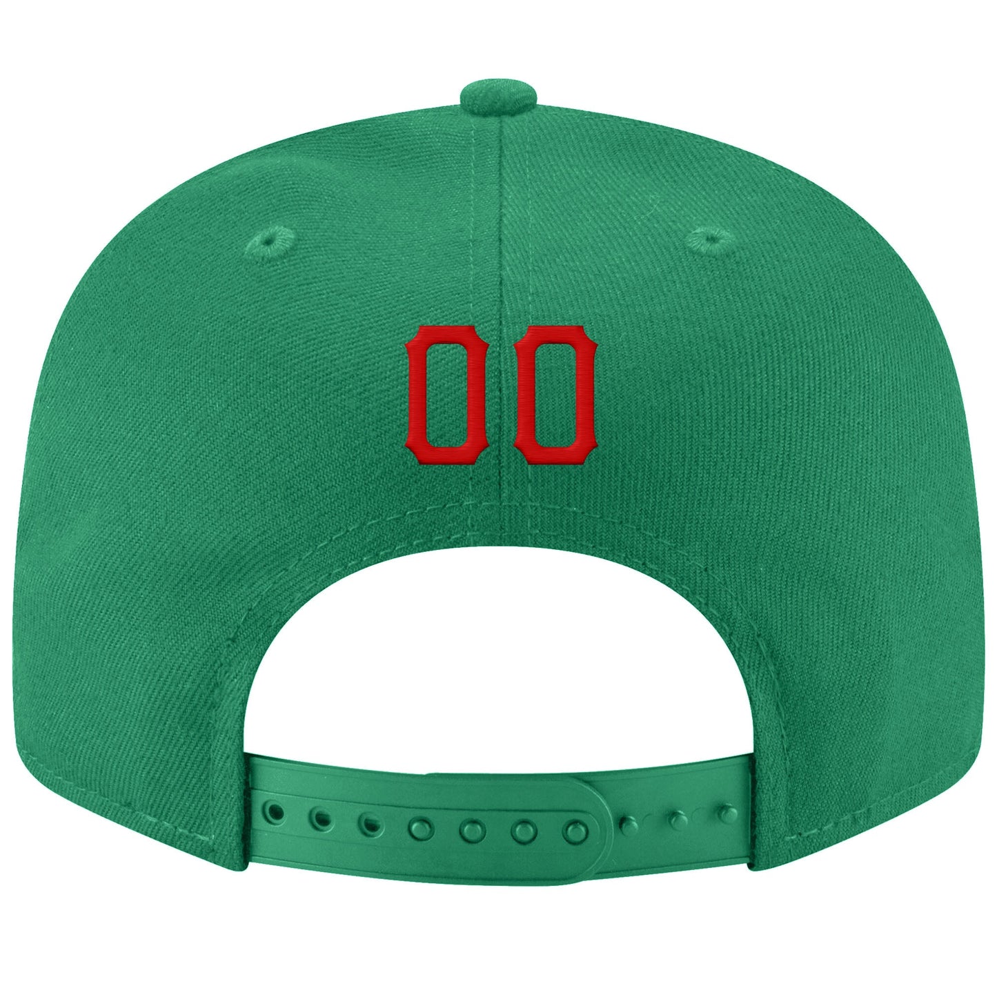 Custom Kelly Green Red-White Stitched Adjustable Snapback Hat view 3