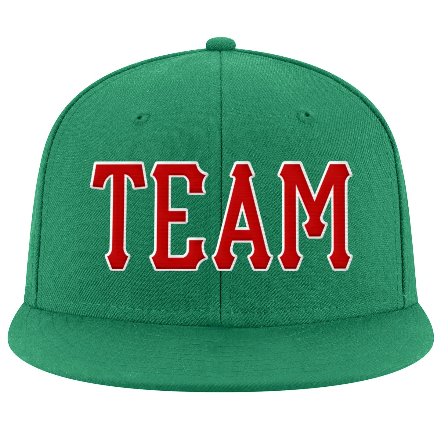 Custom Kelly Green Red-White Stitched Adjustable Snapback Hat view 2