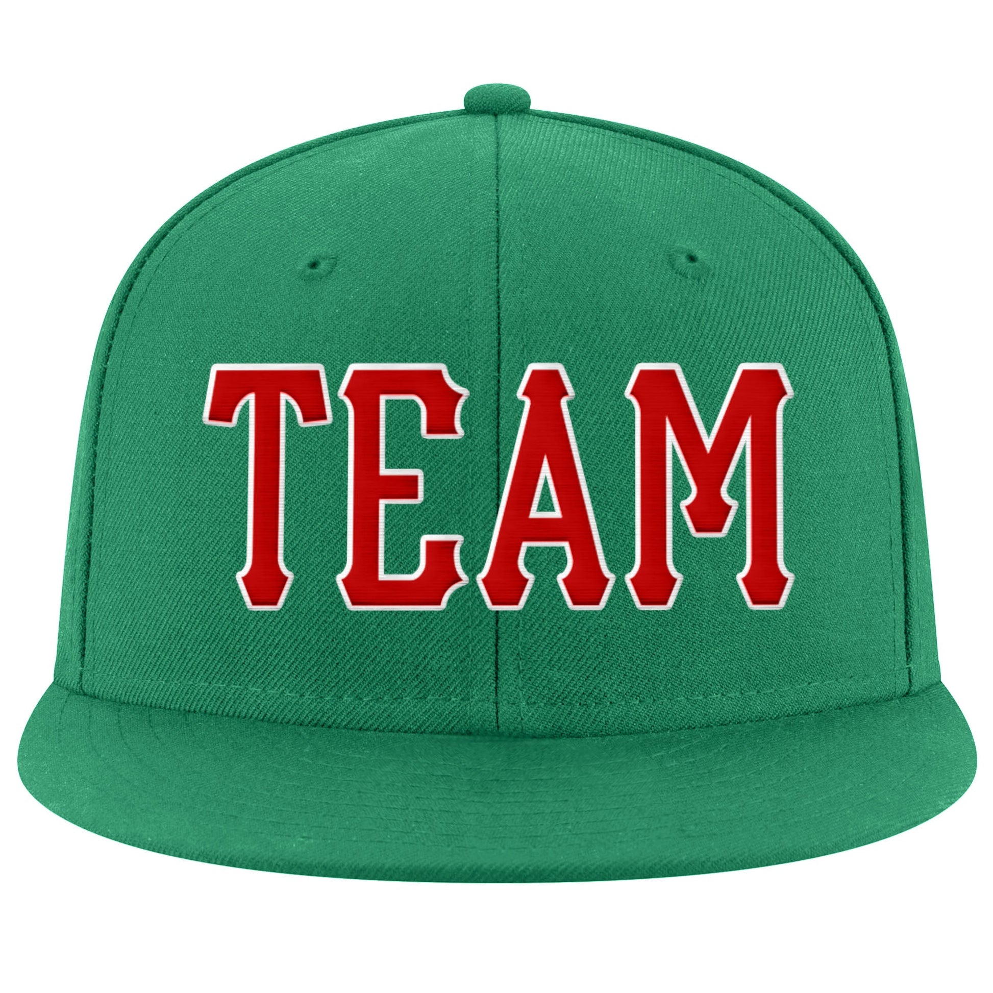 Custom Kelly Green Red-White Stitched Adjustable Snapback Hat view 2