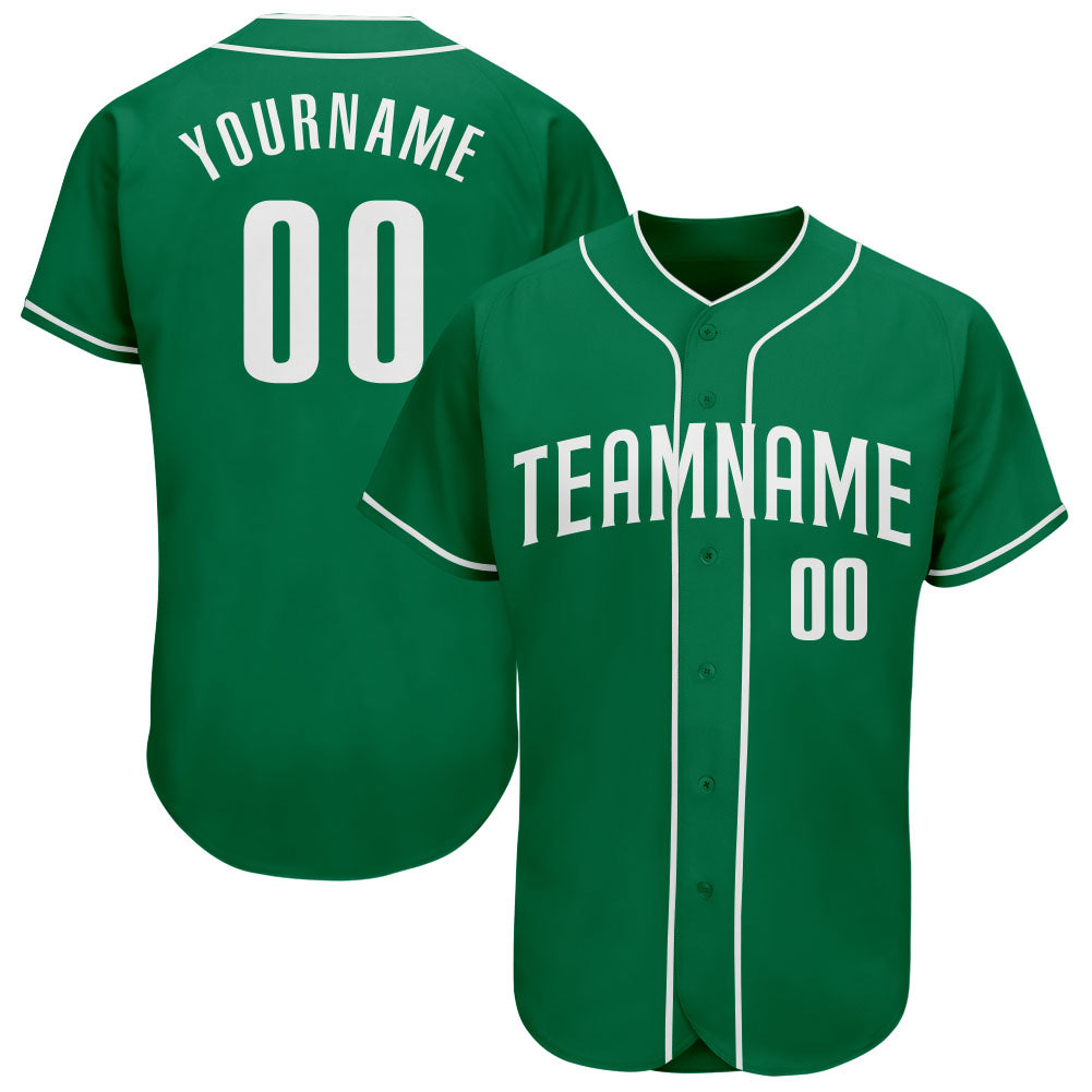 Custom Kelly Green White Authentic Baseball Jersey - Main View