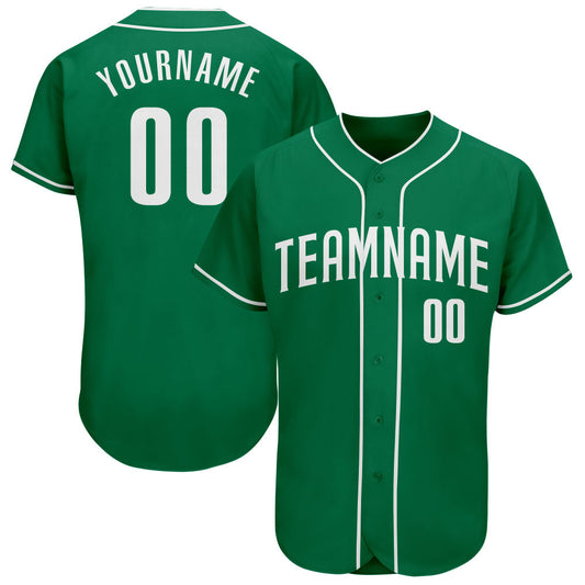 Custom Kelly Green White Authentic Baseball Jersey - Main View