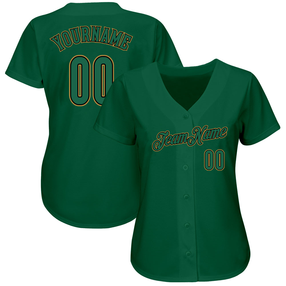 Custom Kelly Green Kelly Green-Old Gold Authentic Baseball Jersey view 2